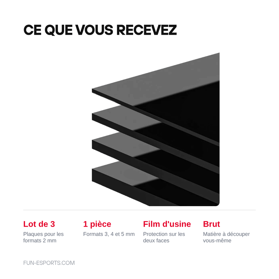Ce que vous recevez — Plaque acrylique miroir noire — modding, bartop et déco rétro