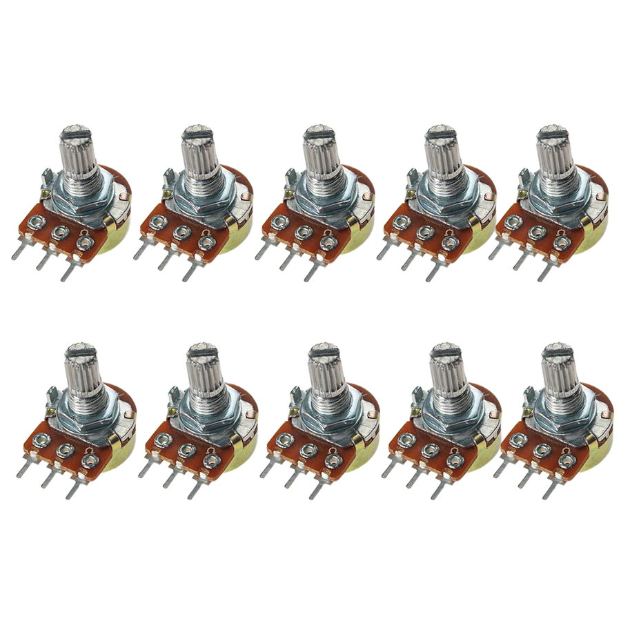 Lot de potentiomètres rotatifs à trois broches et axe cranté de 15 mm, avec leurs écrous de fixation