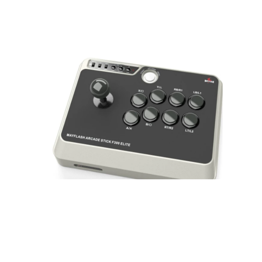 Stick arcade Mayflash F300 en coloris gris, châssis clair et plateau noir