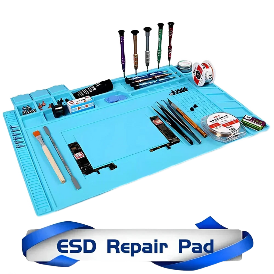 Tapis de travail en silicone avec ses compartiments magnétiques pour vis, déroulé à plat