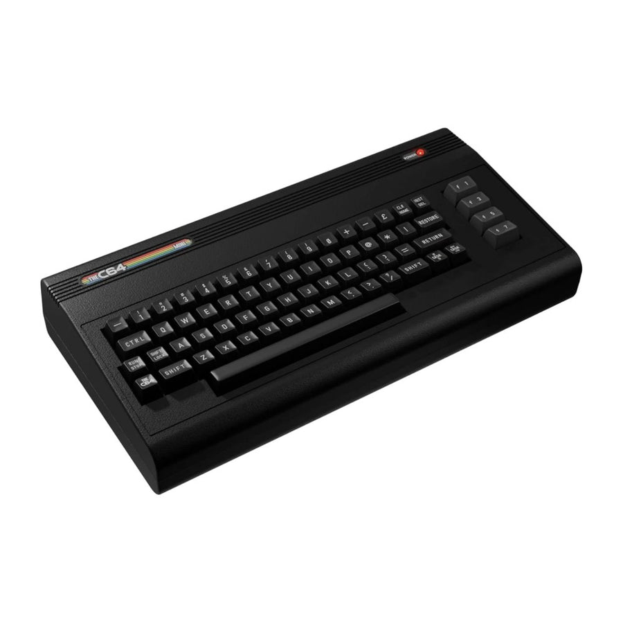 THEC64 Mini Black Edition, réplique au 1/2 du Commodore 64 en noir, vue de trois quarts